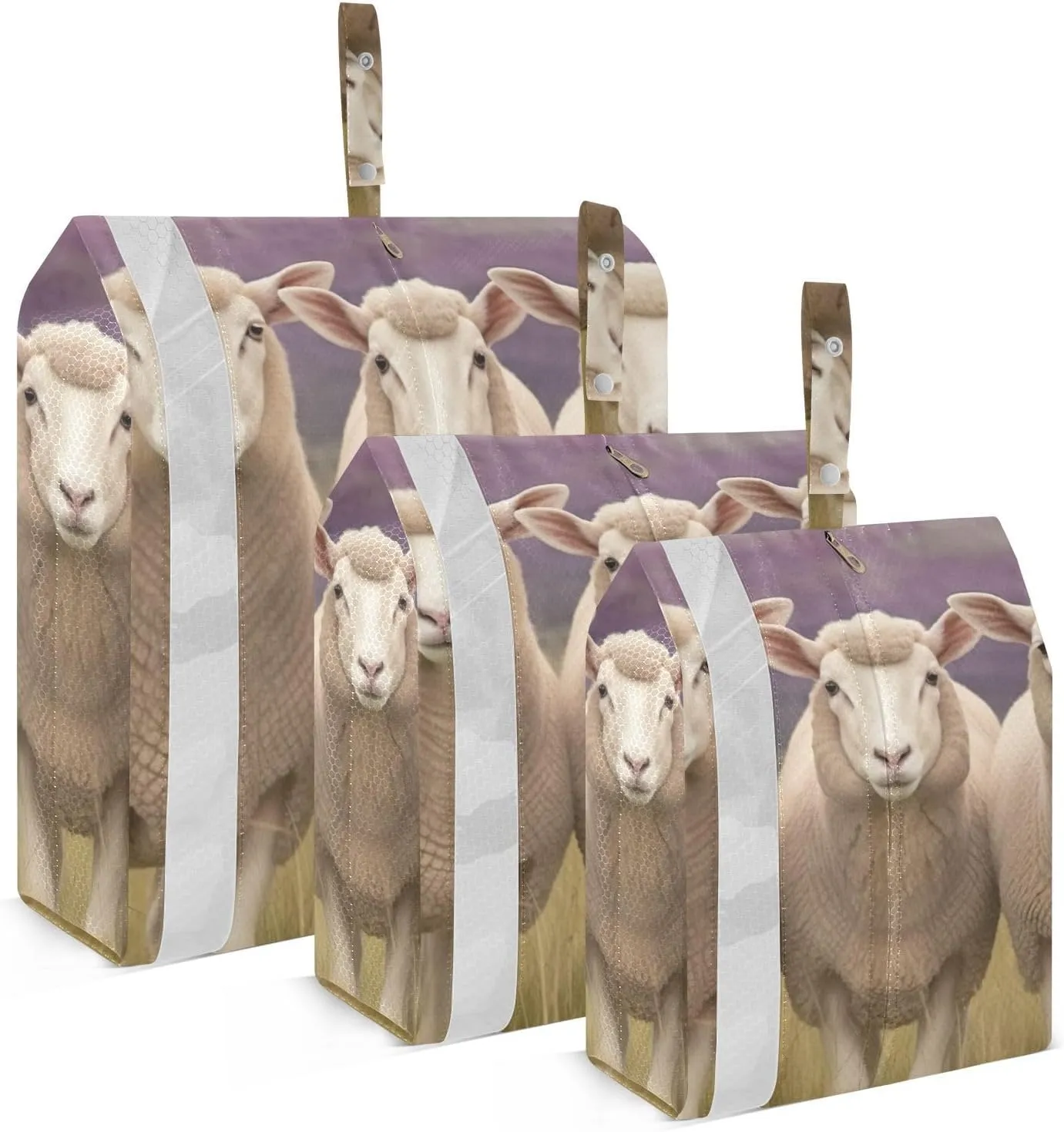 Farm Sheeps Packing Cubes Set of 3, Lightweight Travel Luggage Organizers Foldable Bags for Easy Packing and Organization