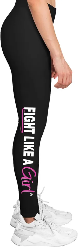 Fight Like a Girl Yoga Pants Exercise Leggings Feminism Breast Cancer Women's Empowerment