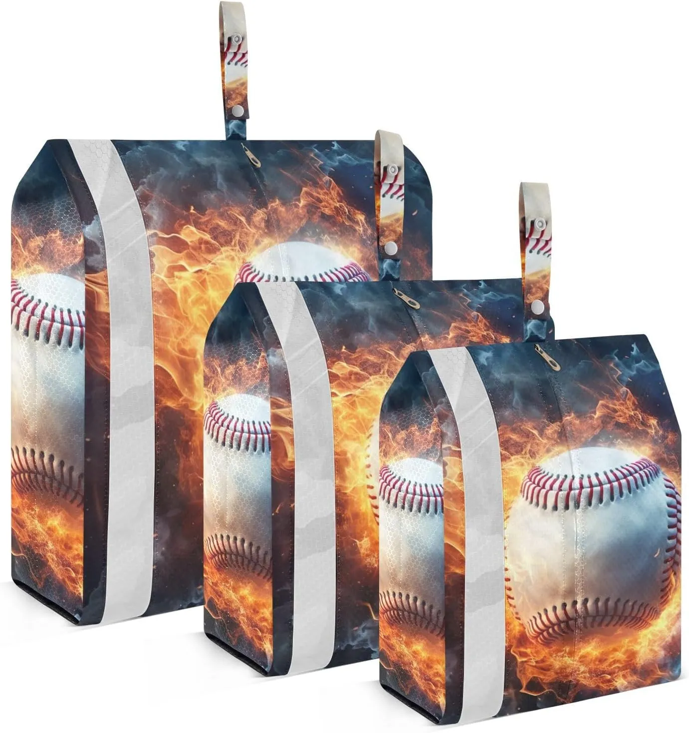 Fire Baseball Lightning Packing Cubes Set of 3, Lightweight Travel Luggage Organizers Foldable Bags for Easy Packing and Organization