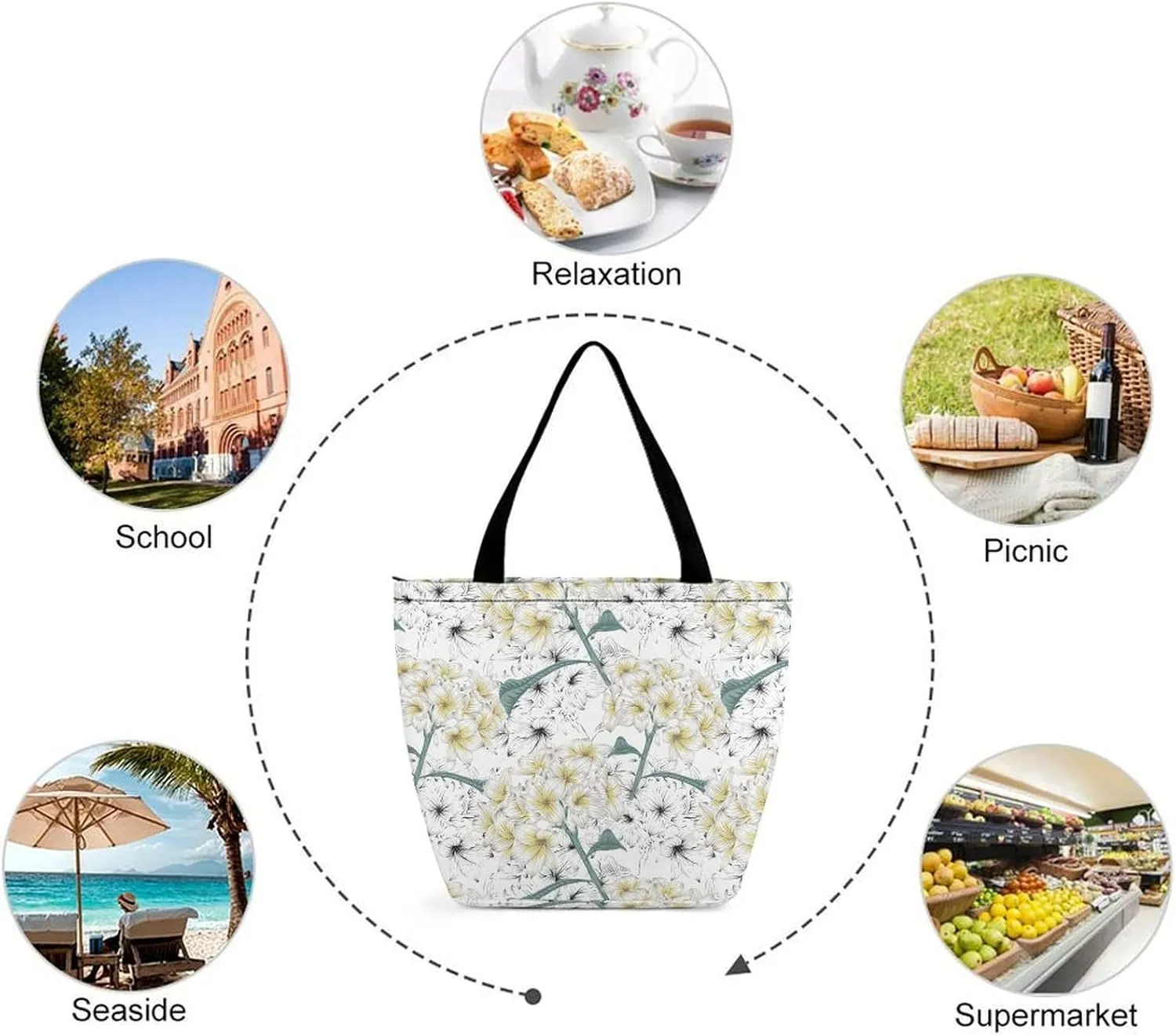 Floral Frangipani Flowers Hobo Handbags With Zipper Women's Tote Handbags