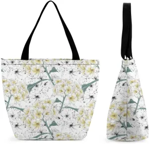 Floral Frangipani Flowers Hobo Handbags With Zipper Women's Tote Handbags
