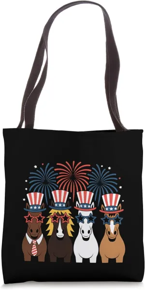 Fourth of July Horse USA American Flag Patriotic Gift Tote Bag