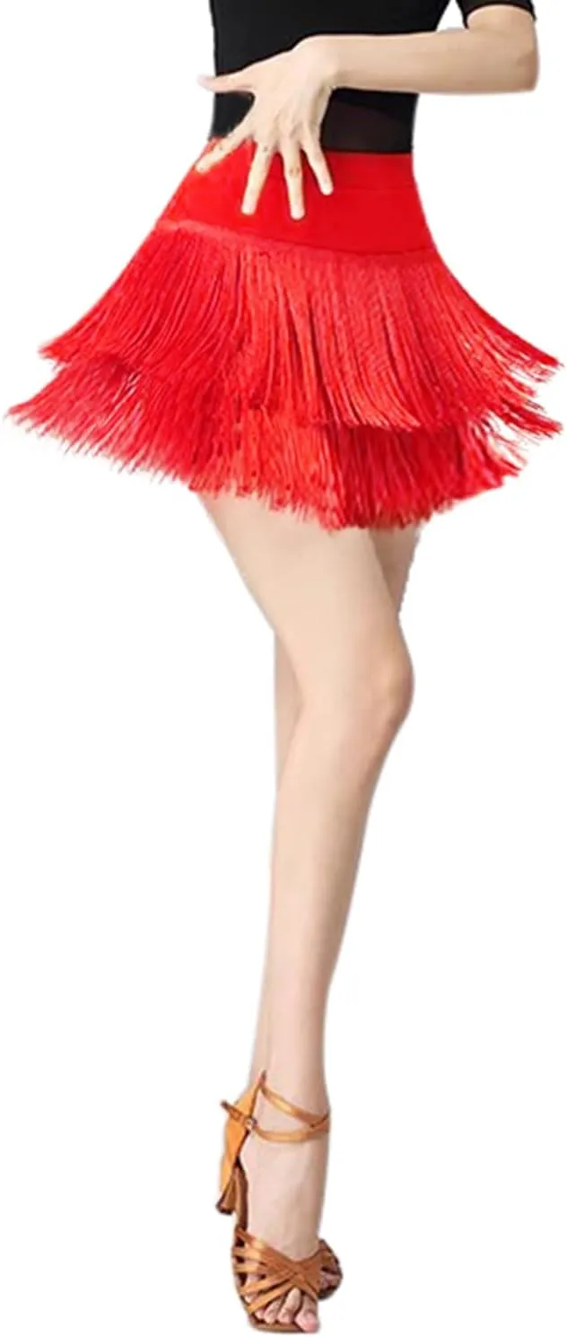 Fringe Dance Skirts for Women Teens Ballroom Latin Salsa Skirt Festive Rave Sexy Mini Shorts Skirt