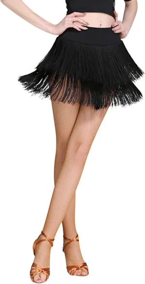 Fringe Dance Skirts for Women Teens Ballroom Latin Salsa Skirt Festive Rave Sexy Mini Shorts Skirt