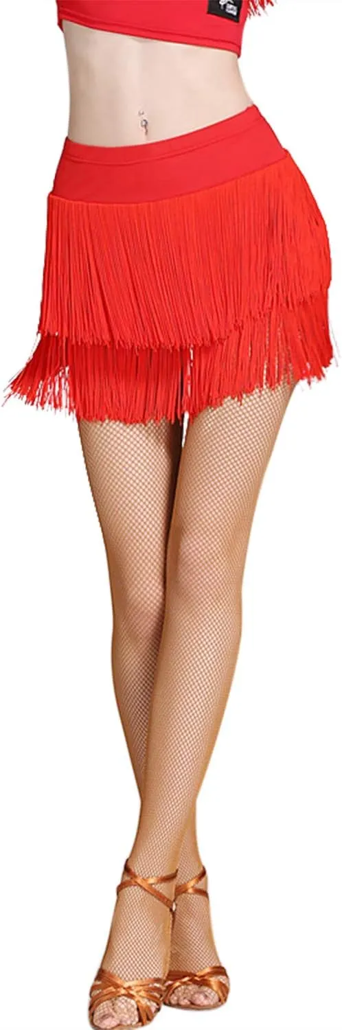 Fringe Dance Skirts for Women Teens Ballroom Latin Salsa Skirt Festive Rave Sexy Mini Shorts Skirt