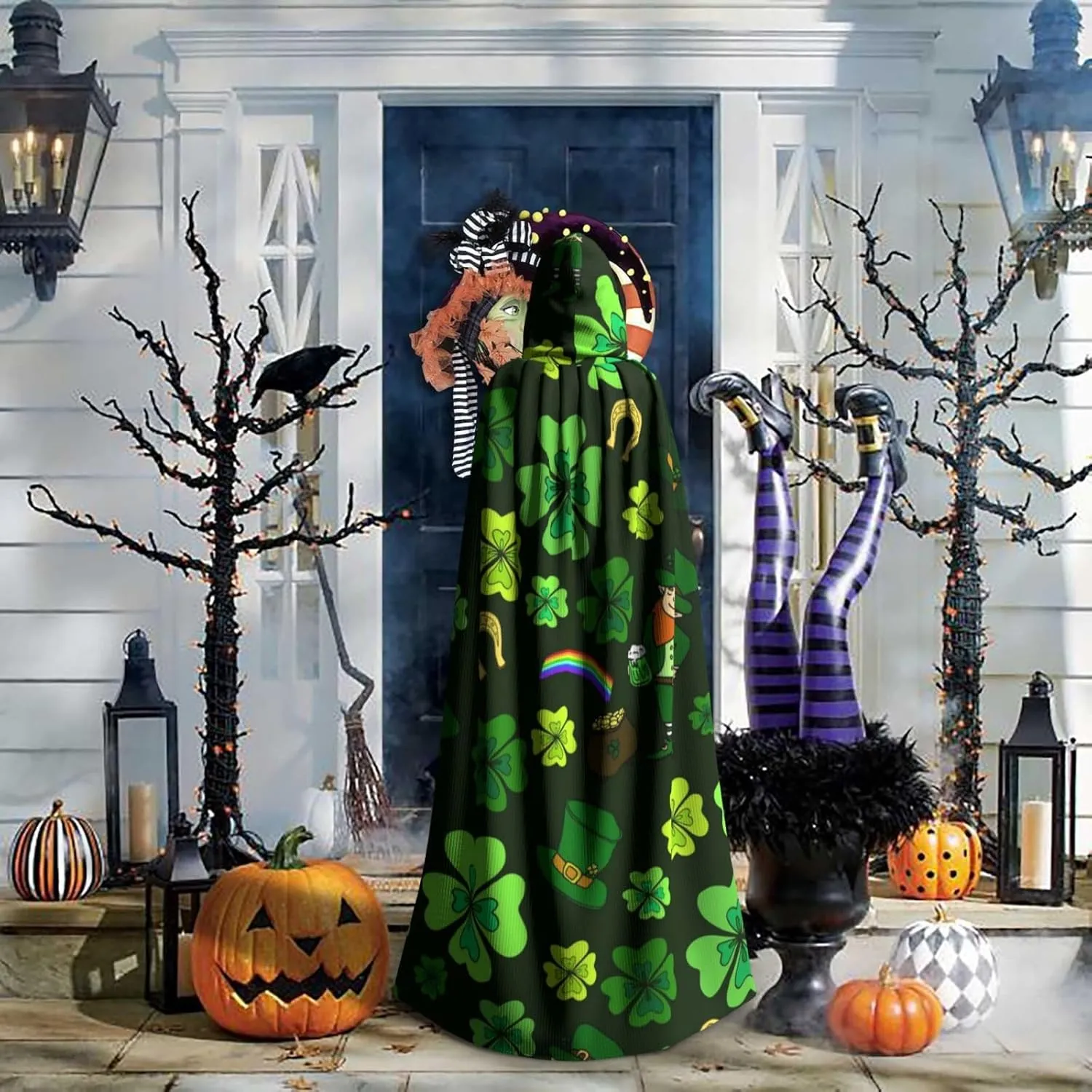 Full Length Hooded Cloak Hooded Cape Cosplay Costume Decoration, St Patricks Day
