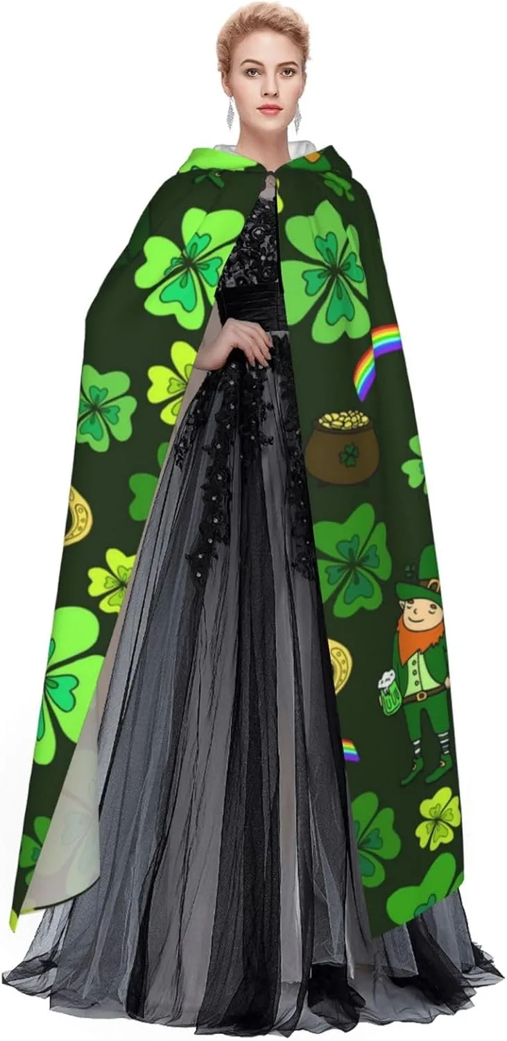 Full Length Hooded Cloak Hooded Cape Cosplay Costume Decoration, St Patricks Day