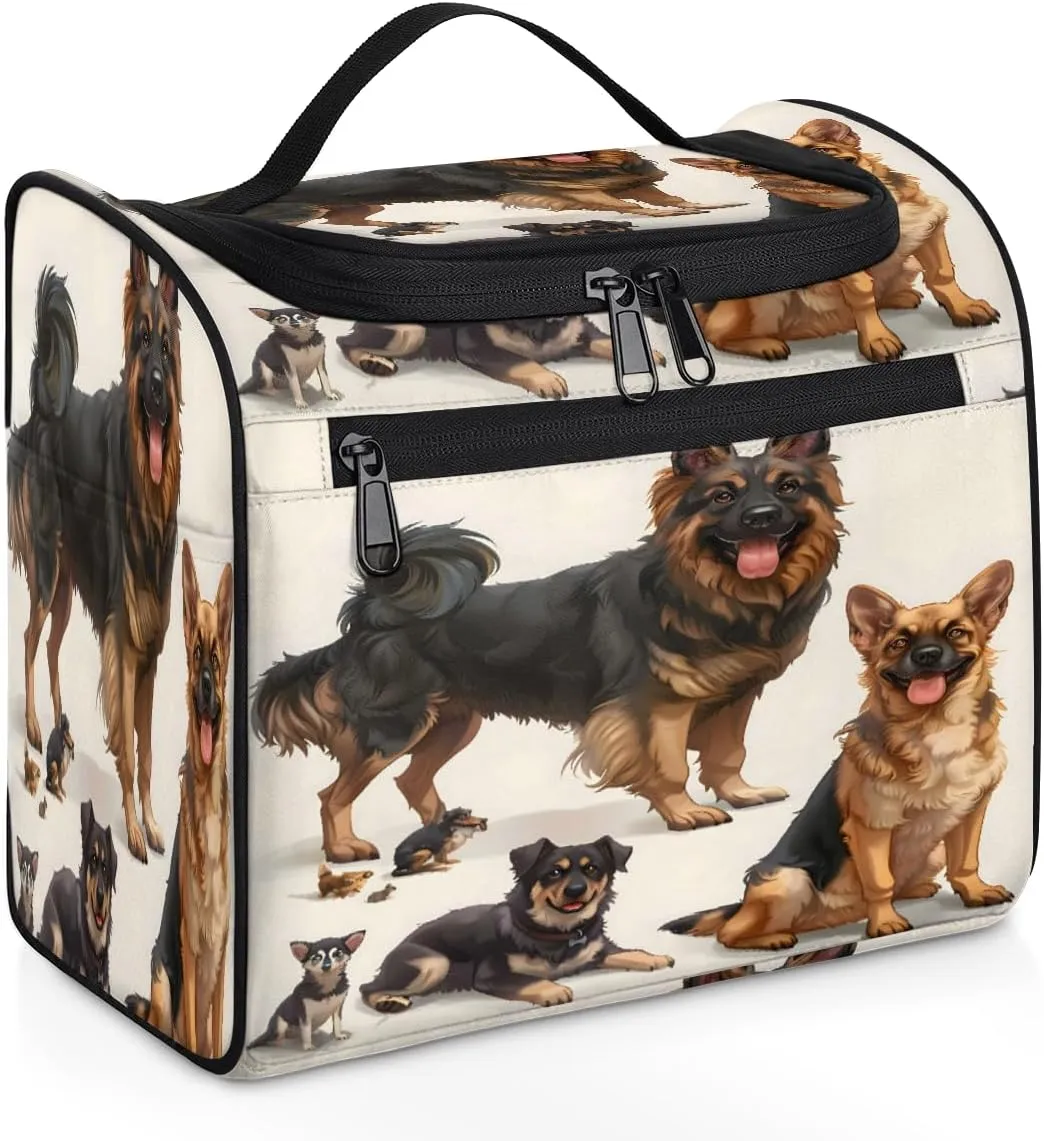 Funny Dog Pattern Travel Toiletry Bag for Men and Women, Large Hanging Makeup Bag Organizer Toiletries Bag for Travel, Cosmetic Bag with Handle