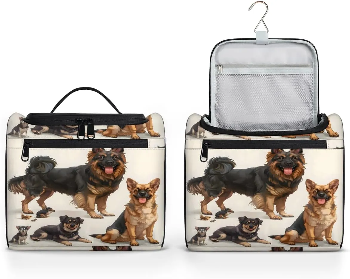 Funny Dog Pattern Travel Toiletry Bag for Men and Women, Large Hanging Makeup Bag Organizer Toiletries Bag for Travel, Cosmetic Bag with Handle