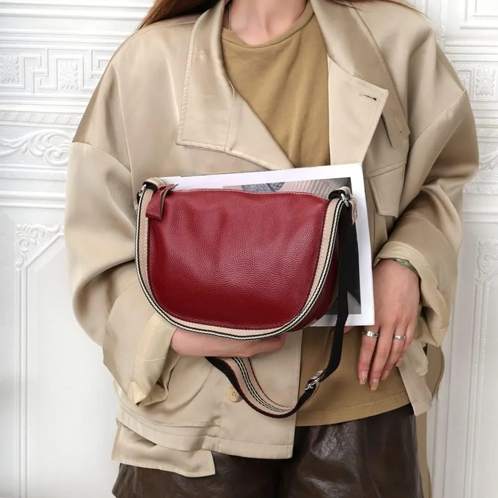 Genuine Leather Saddle Bag Women's Unique Shoulder Bags Hobo Handbags Top Handle Tote Crossbody Bags