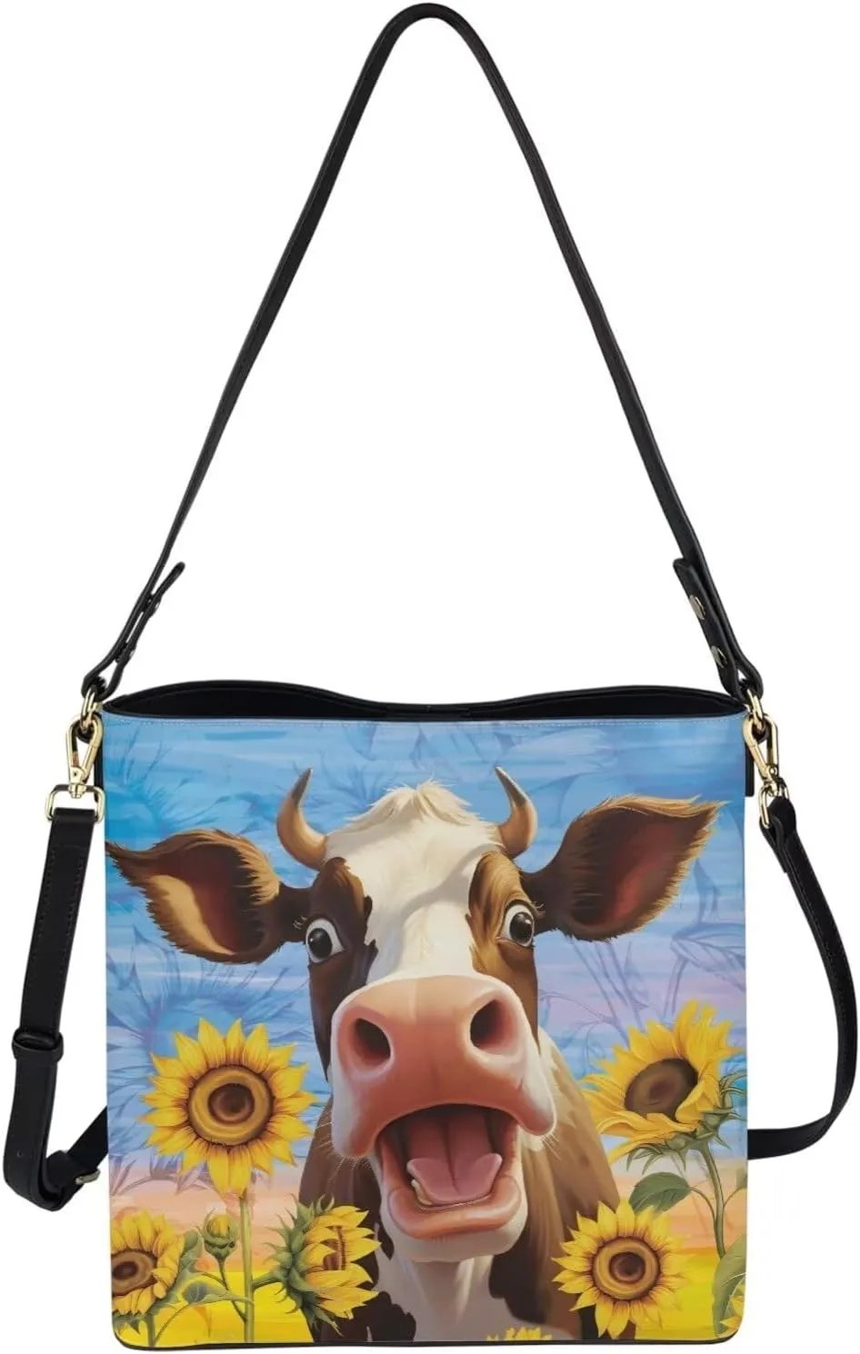 GIFTPUZZ Crossbody Bucket Bag Big Bucket Bag with 2 Different Style of Straps Leather Tote Bag Easy to Clean