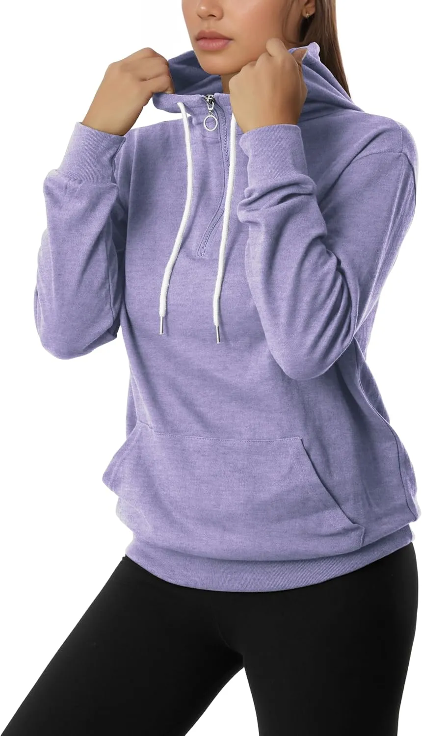 GIVON Womens Lightweight Thin Quarter Zip Up Pullover Hoodie Sweatshirt with Plus Size