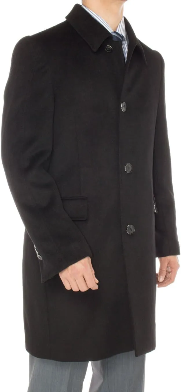 GN Luciano Italian Men's Cashmere Topcoat Knee Length Trench Coat Overcoat