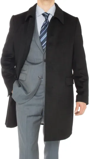 GN Luciano Italian Men's Cashmere Topcoat Knee Length Trench Coat Overcoat