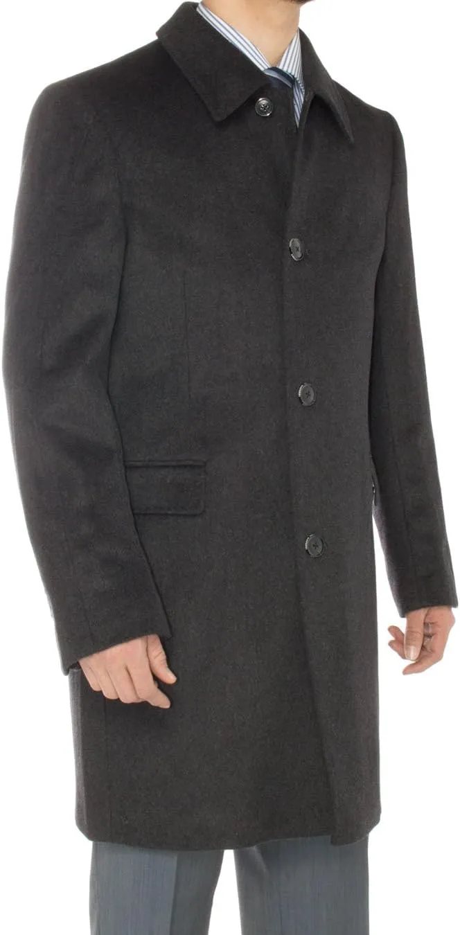 GN Luciano Italian Men's Cashmere Topcoat Knee Length Trench Coat Overcoat