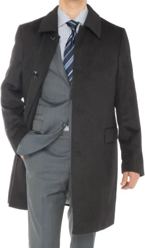 GN Luciano Italian Men's Cashmere Topcoat Knee Length Trench Coat Overcoat