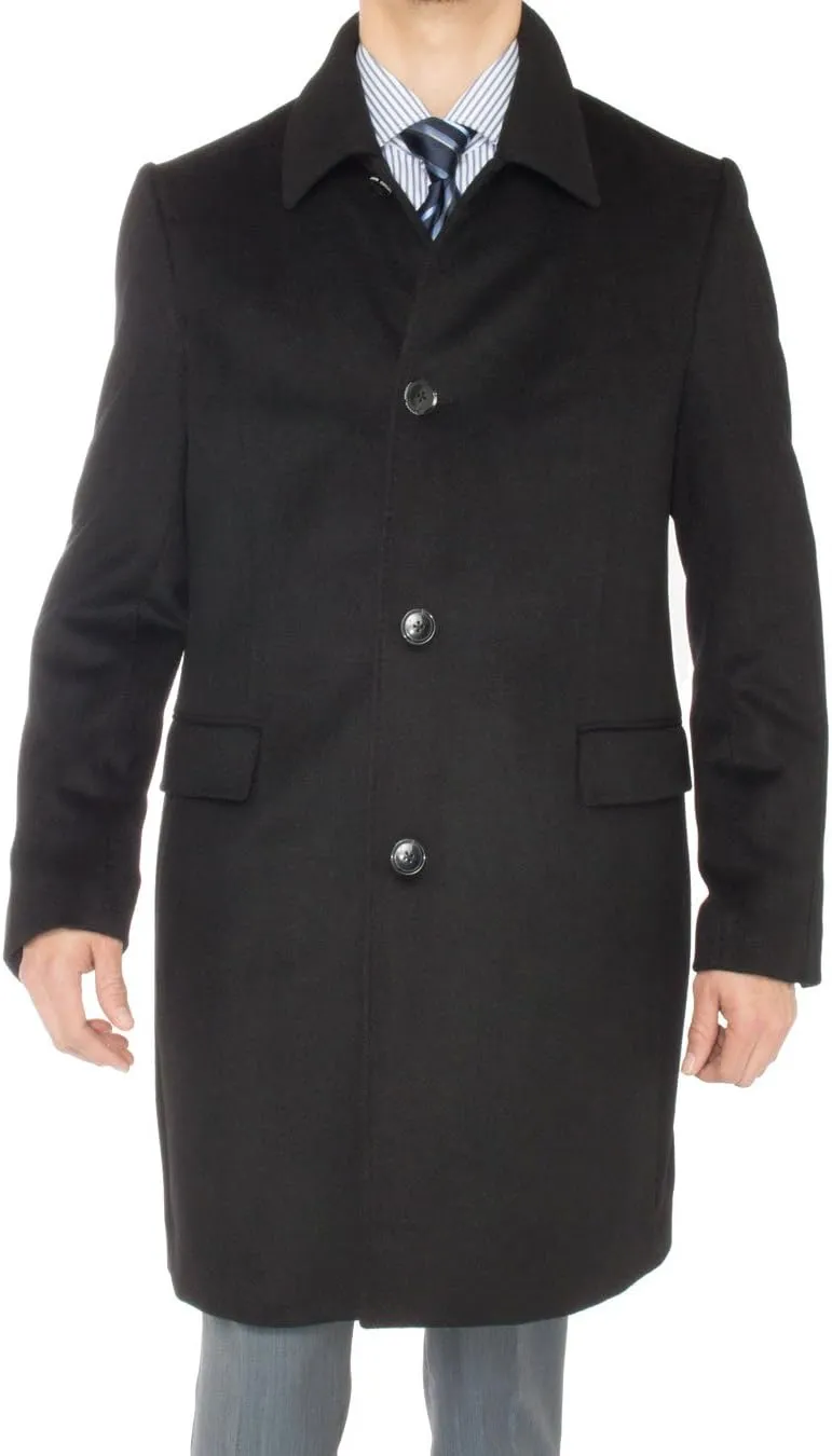 GN Luciano Italian Men's Cashmere Topcoat Knee Length Trench Coat Overcoat