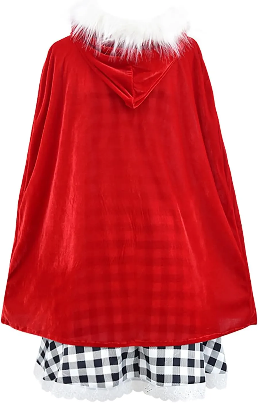 GOLDSTITCH Womens Christmas Costume Santa Dress Outfits with Cloak Plaid Dress Xmas Party Birthday Dress Up