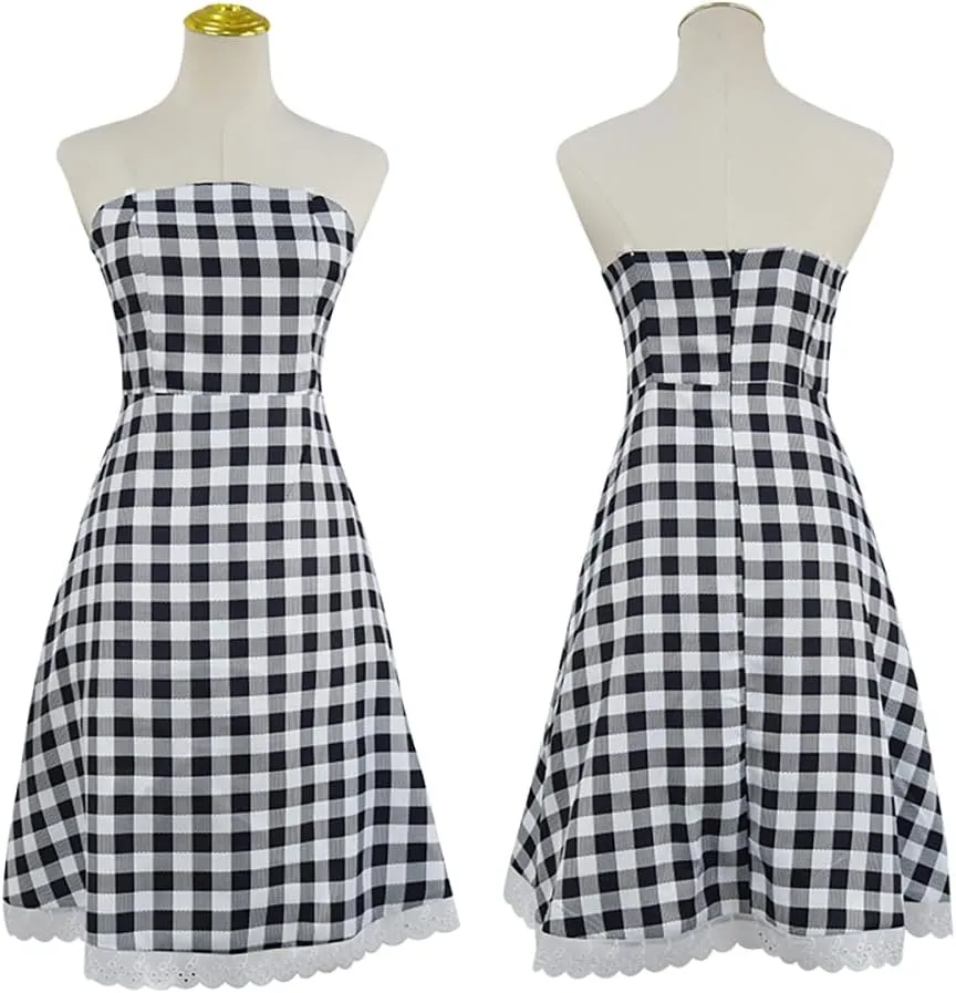GOLDSTITCH Womens Christmas Costume Santa Dress Outfits with Cloak Plaid Dress Xmas Party Birthday Dress Up