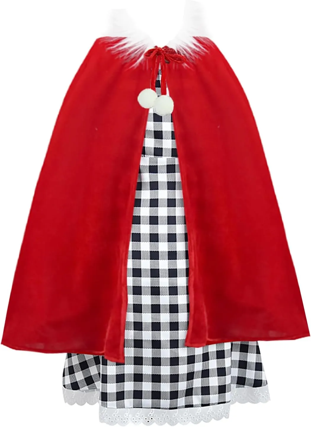 GOLDSTITCH Womens Christmas Costume Santa Dress Outfits with Cloak Plaid Dress Xmas Party Birthday Dress Up