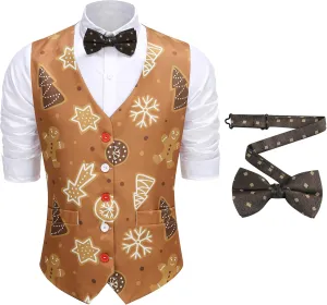 GRAJTCIN Men's Festive Costume Adult Mardi Gras Vest 3D-Print St Patrick's Day Suit Independence Day Waistcoats