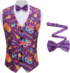 GRAJTCIN Men's Festive Costume Adult Mardi Gras Vest 3D-Print St Patrick's Day Suit Independence Day Waistcoats