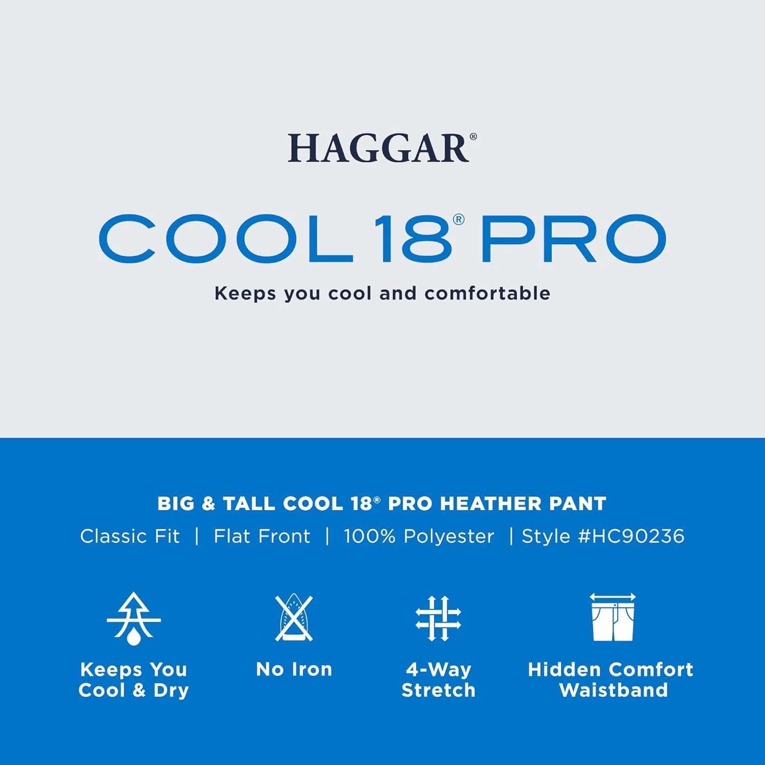 Haggar Men's Cool 18 Pro Classic Fit Flat Front Dress Casual Stretch Golf Pant (Regular and Big & Tall Sizes)