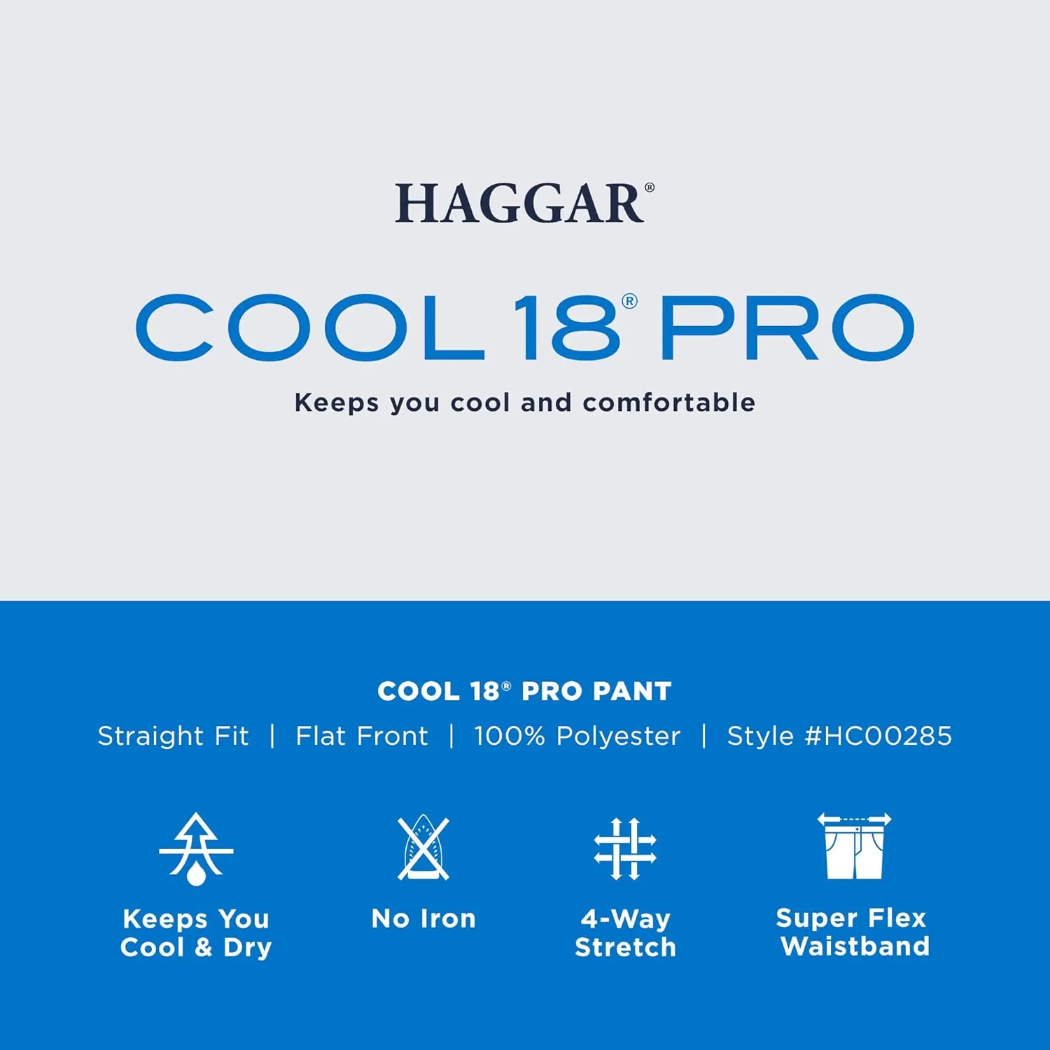 Haggar Men's Cool 18 Pro Straight Fit Flat Front Dress Casual Stretch Golf Pant