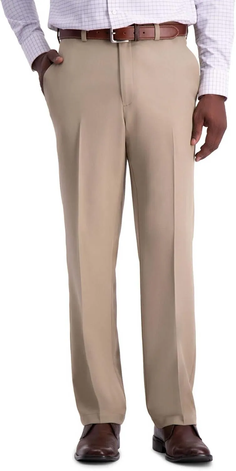 Haggar Men's Cool 18 Pro Straight Fit Flat Front Dress Casual Stretch Golf Pant