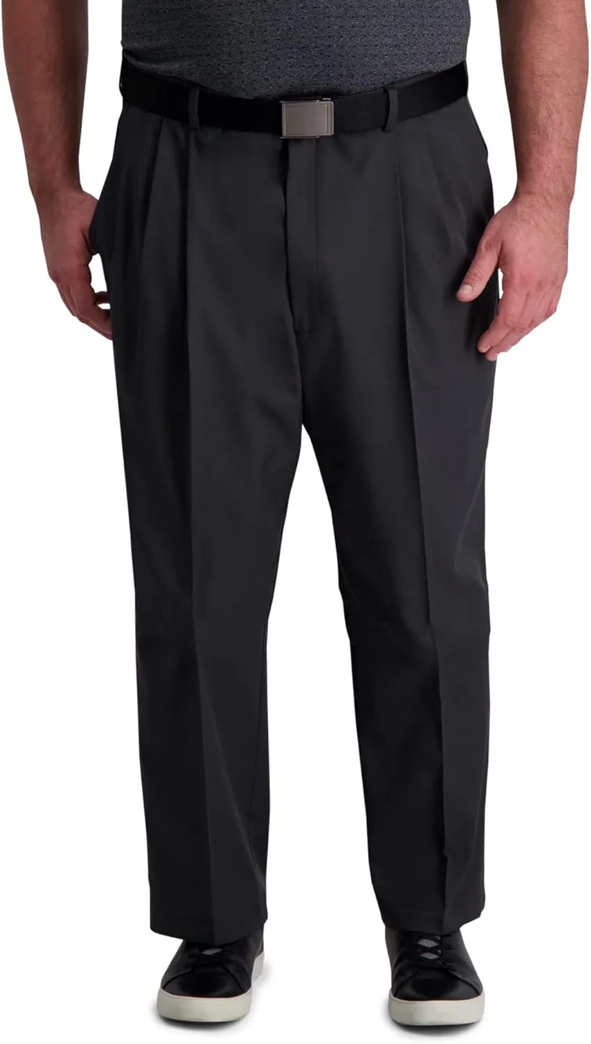 Haggar Men's Cool Right Performance Flex Classic Fit Pleat Front Pant (Regular and Big and Tall Sizes)