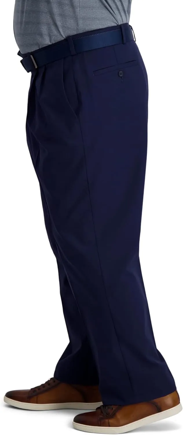 Haggar Men's Cool Right Performance Flex Classic Fit Pleat Front Pant (Regular and Big and Tall Sizes)