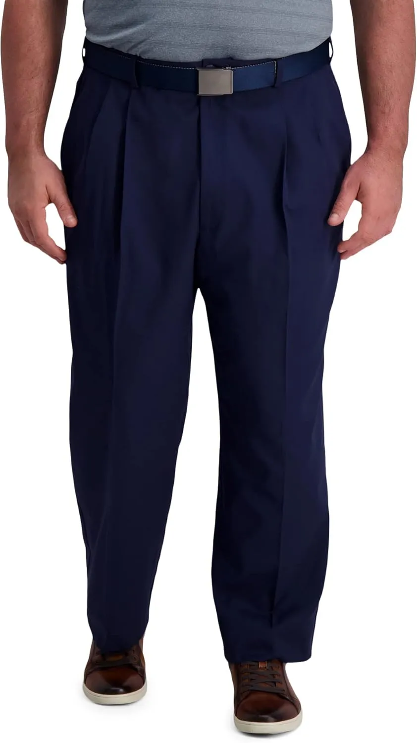Haggar Men's Cool Right Performance Flex Classic Fit Pleat Front Pant (Regular and Big and Tall Sizes)