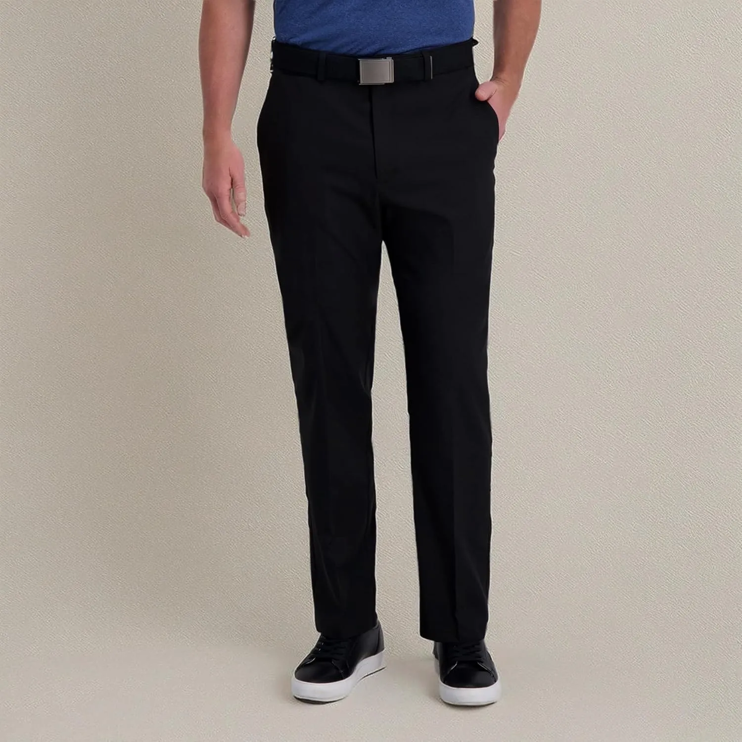 Haggar Men's Cool Right Performance Flex Solid Classic Fit Flat Front Pant (Regular and Big & Tall Sizes)