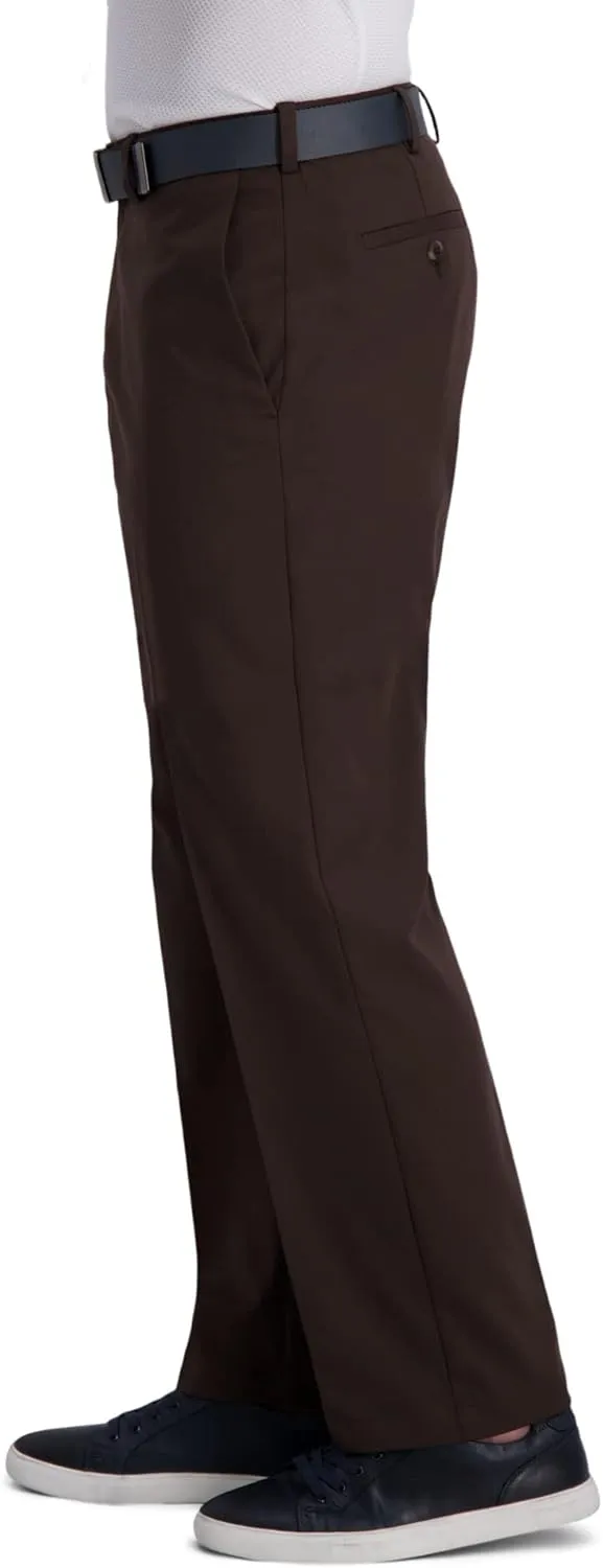 Haggar Men's Cool Right Performance Flex Solid Classic Fit Flat Front Pant (Regular and Big & Tall Sizes)