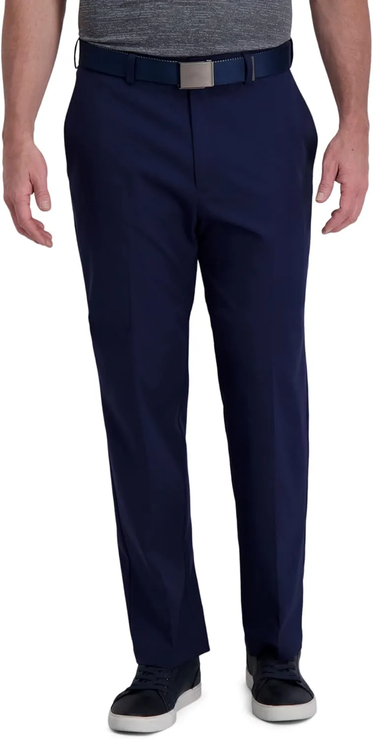 Haggar Men's Cool Right Performance Flex Solid Classic Fit Flat Front Pant (Regular and Big & Tall Sizes)