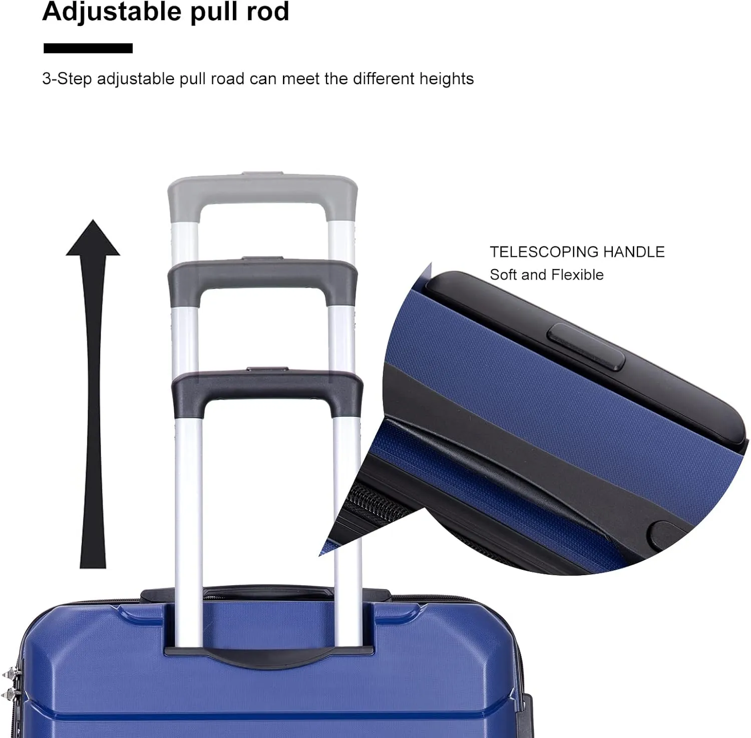 Hardshell Suitcase Spinner Wheels PP Luggage Sets Lightweight Suitcase with TSA Lock,3-Piece Set (20/24/28), 360 Silent Spinner Wheels, TSA Lock, (Navy)