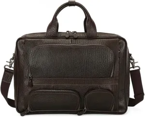 HBJWOV Men's Leather Briefcase Business Travel Business Trip Handbag 15.6 Computer Bag