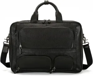 HBJWOV Men's Leather Briefcase Business Travel Business Trip Handbag 15.6 Computer Bag