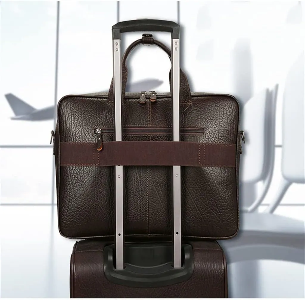 HBJWOV Men's Leather Briefcase Business Travel Business Trip Handbag 15.6 Computer Bag