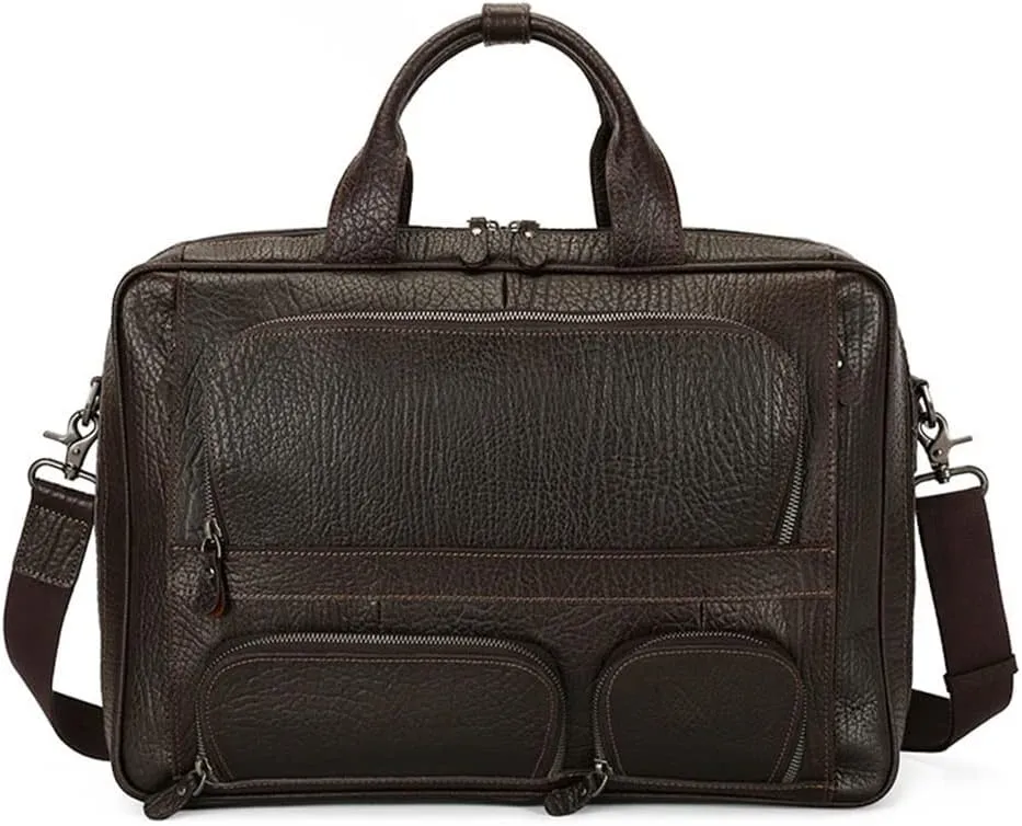 HBJWOV Men's Leather Briefcase Business Travel Business Trip Handbag 15.6 Computer Bag