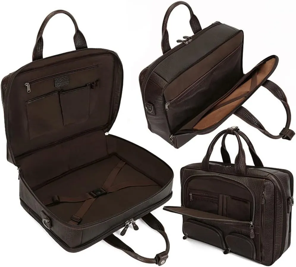 HBJWOV Men's Leather Briefcase Business Travel Business Trip Handbag 15.6 Computer Bag