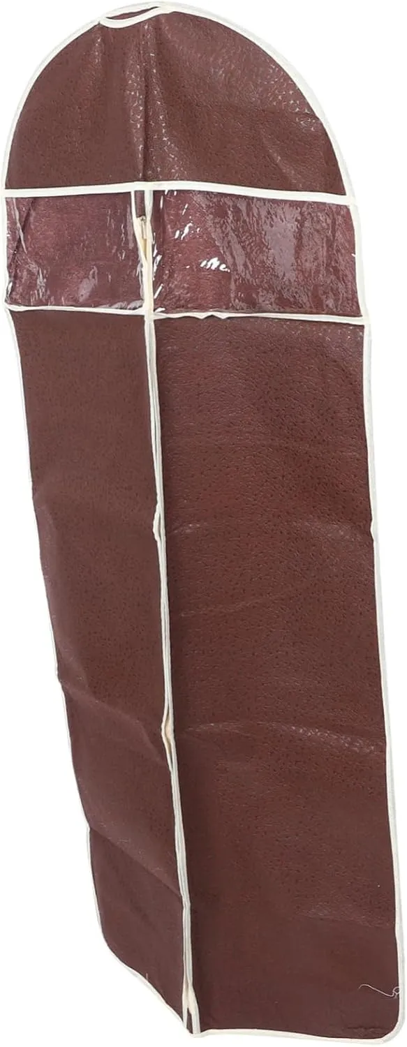 High End Garment Organizer Dust Cover with Zipper Closure Brown Suit Protector with Transparent Window for and Access