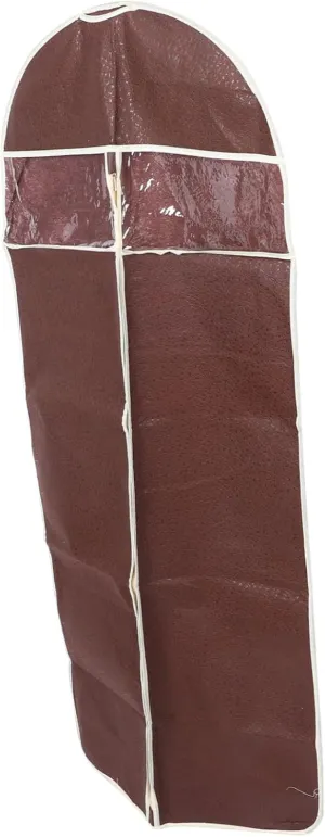 High End Garment Organizer Dust Cover with Zipper Closure Brown Suit Protector with Transparent Window for and Access