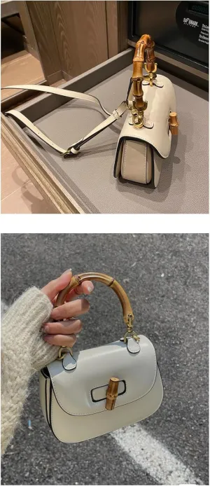High-end Slub Saddle Handbag Shoulder Bag Crossbody Bag-Creamy-White in Stock Issued