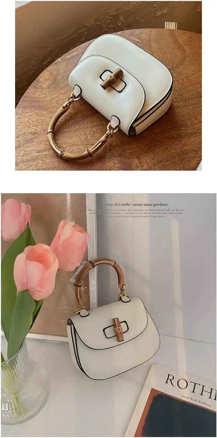 High-end Slub Saddle Handbag Shoulder Bag Crossbody Bag-Creamy-White in Stock Issued