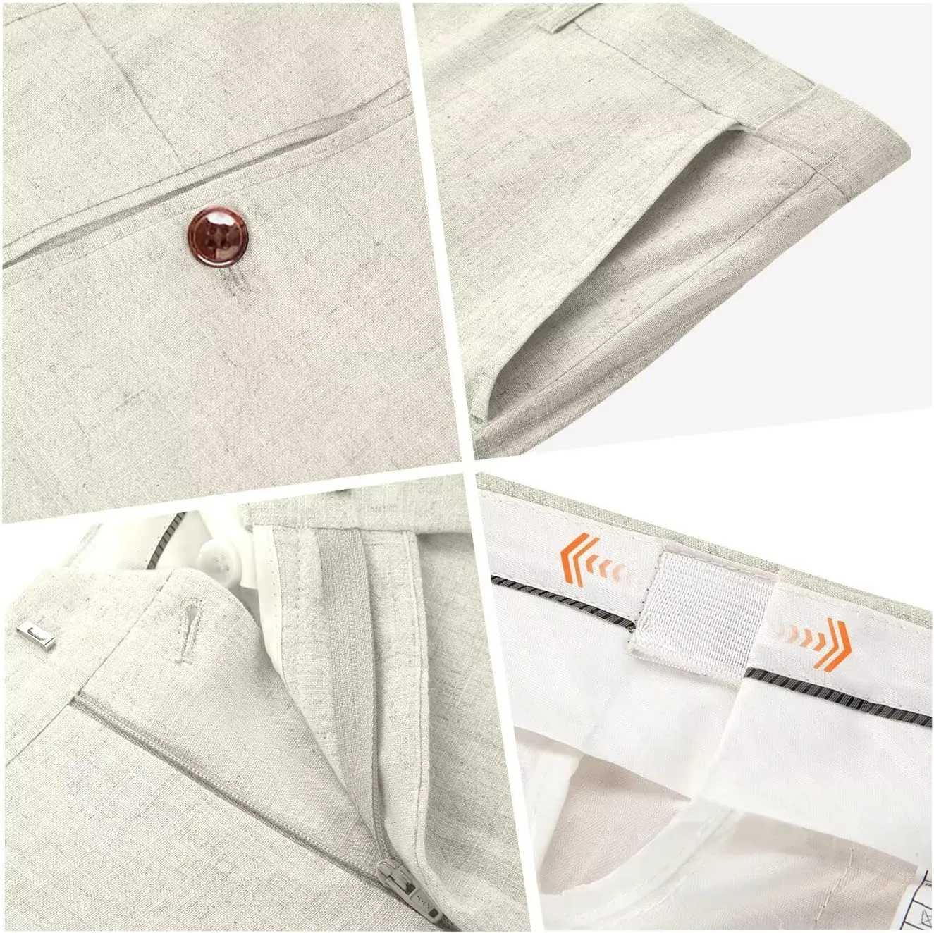 High-End Suits Casual Linen Beige Men's 2 Piece Suits Wedding Suits Slim Fit Groomsmen Tuxedos Summer Linen Vest Pant