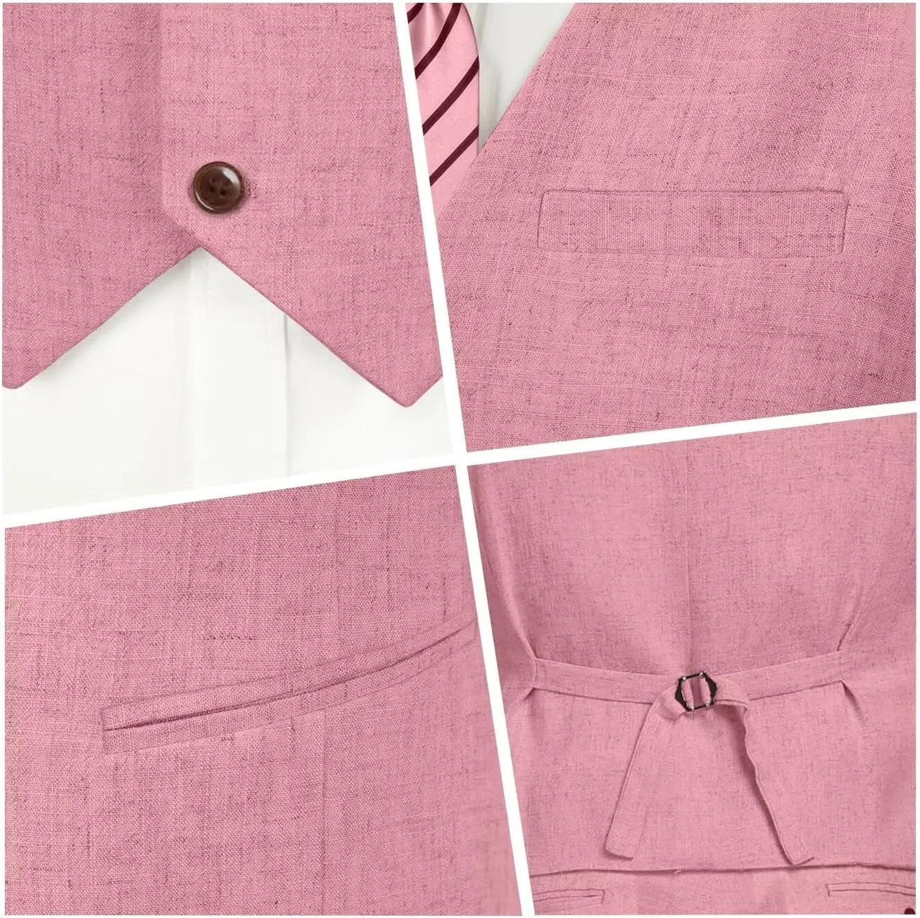 High-End Suits Casual Linen Beige Men's 2 Piece Suits Wedding Suits Slim Fit Groomsmen Tuxedos Summer Linen Vest Pant