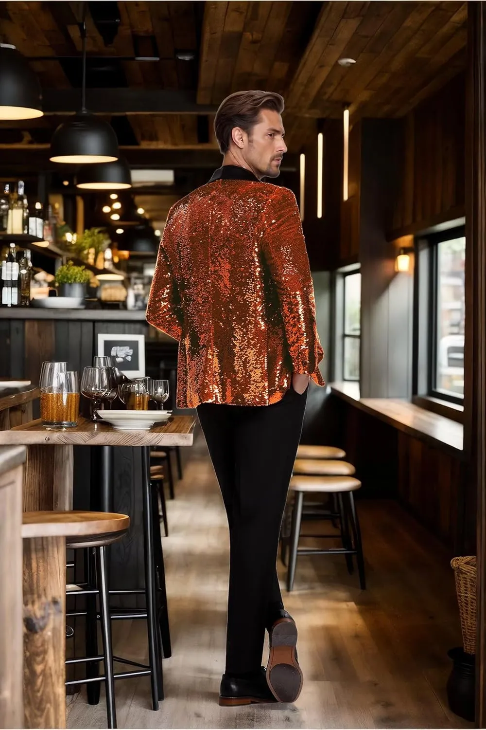 High-End Suits Men Sequins Tuxedo Sparkly Shawl Lapel Glitter 2 Pieces Blazer Pants Suit Party Dinner Prom Festival