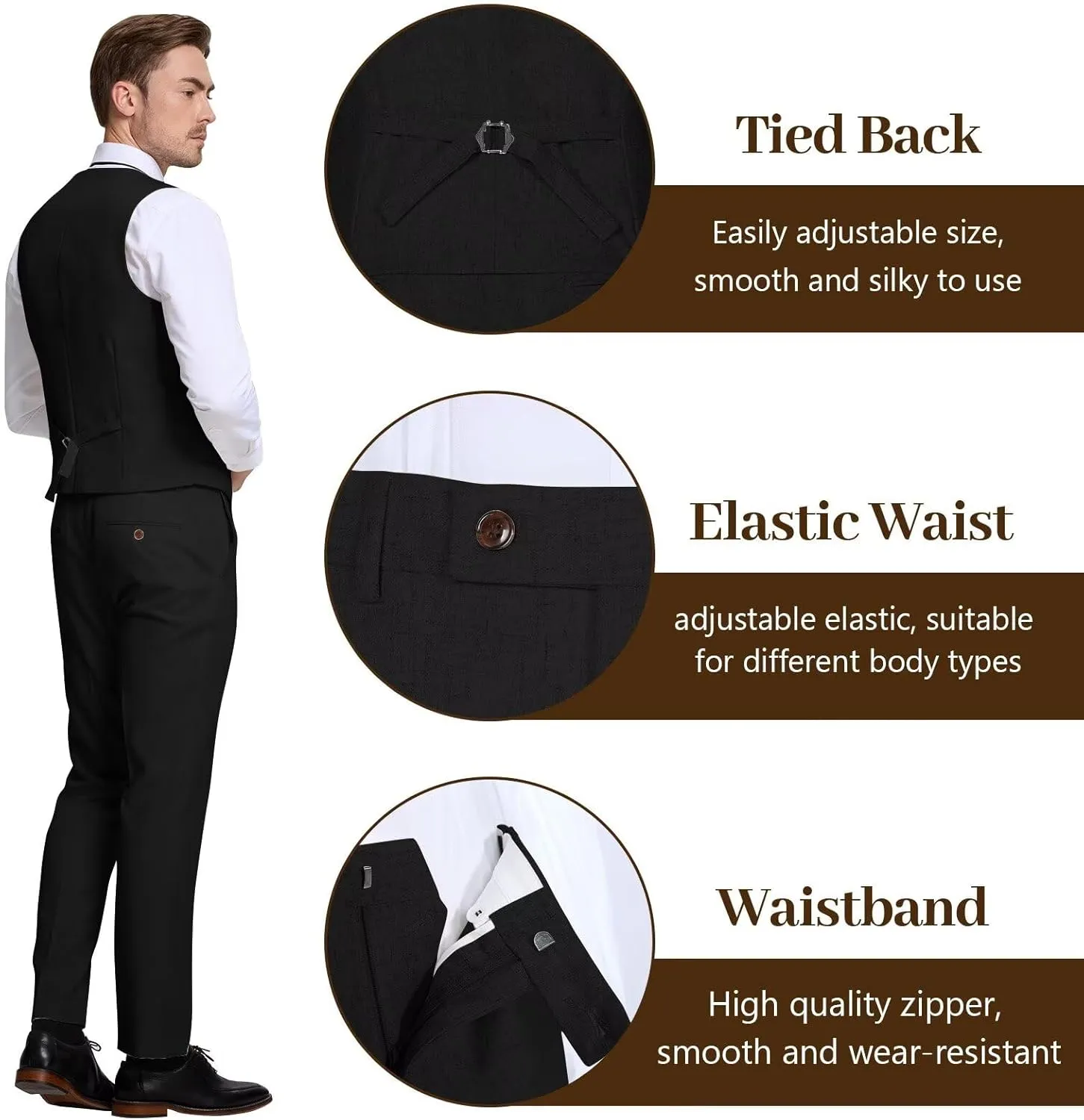 High-End Suits Retro Linen Suit for Men Casual Wedding Suit for Men Slim Fit 3 Pieces Jacket Blazer Vest Pant Groom Tuxedo