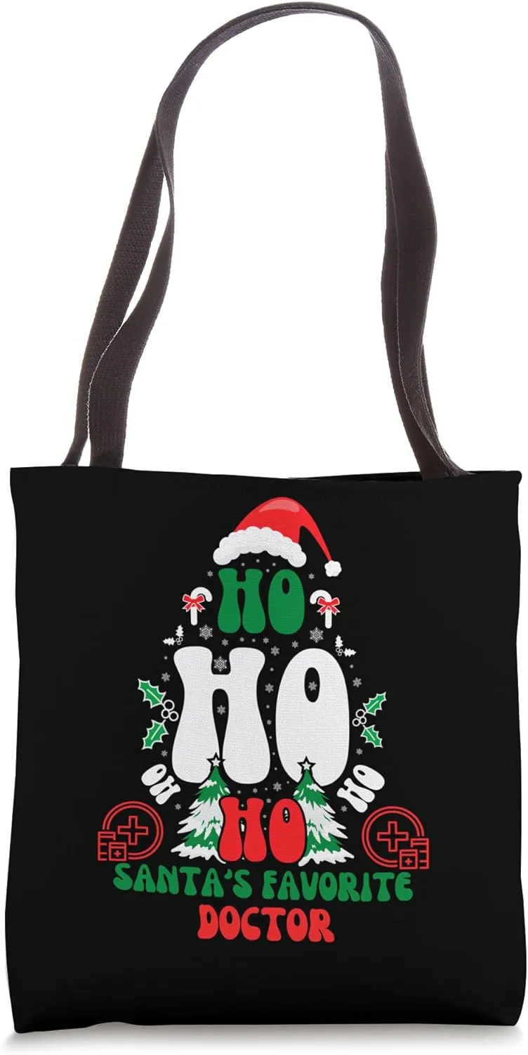 Ho Ho Ho Santa's Favorite Doctor Funny Retro Christmas Tote Bag